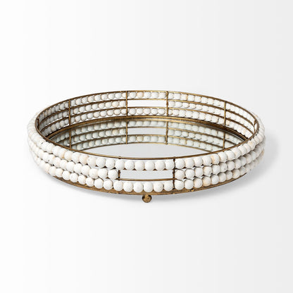 Destin Beaded Tray - White