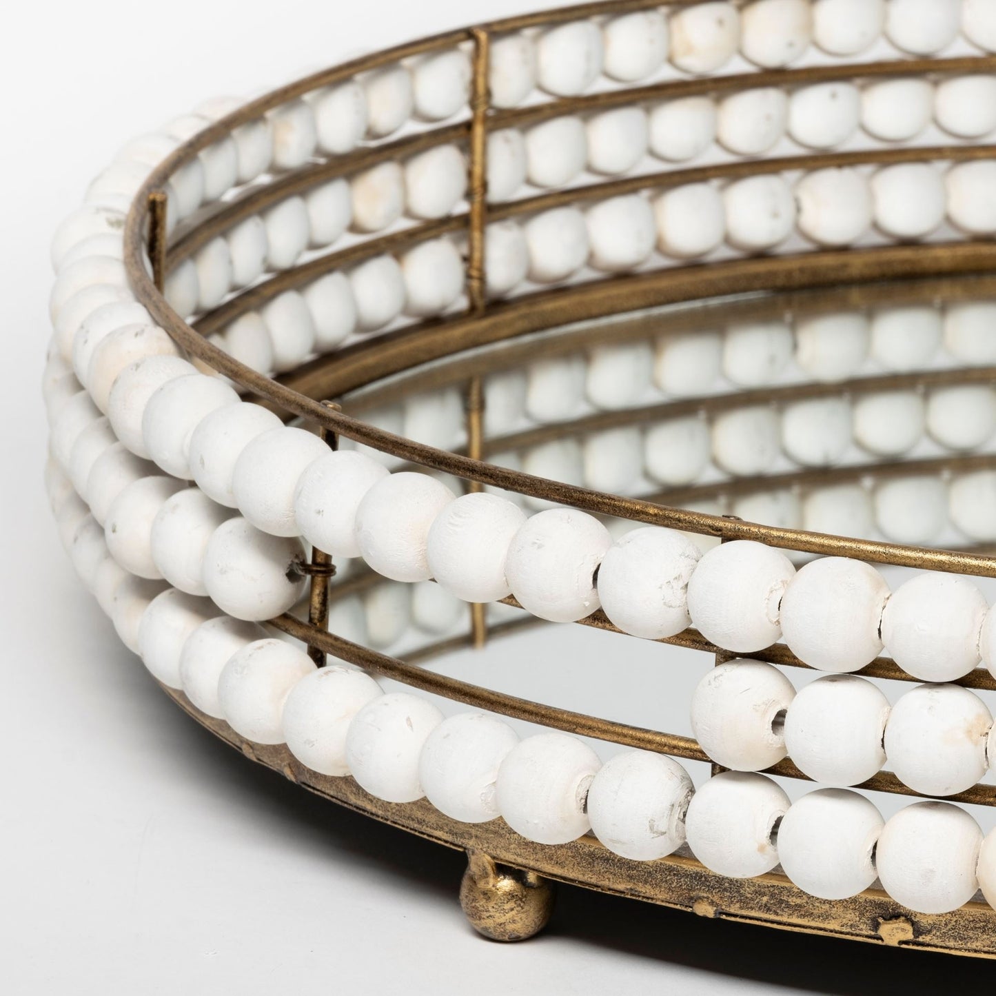 Destin Beaded Tray - White