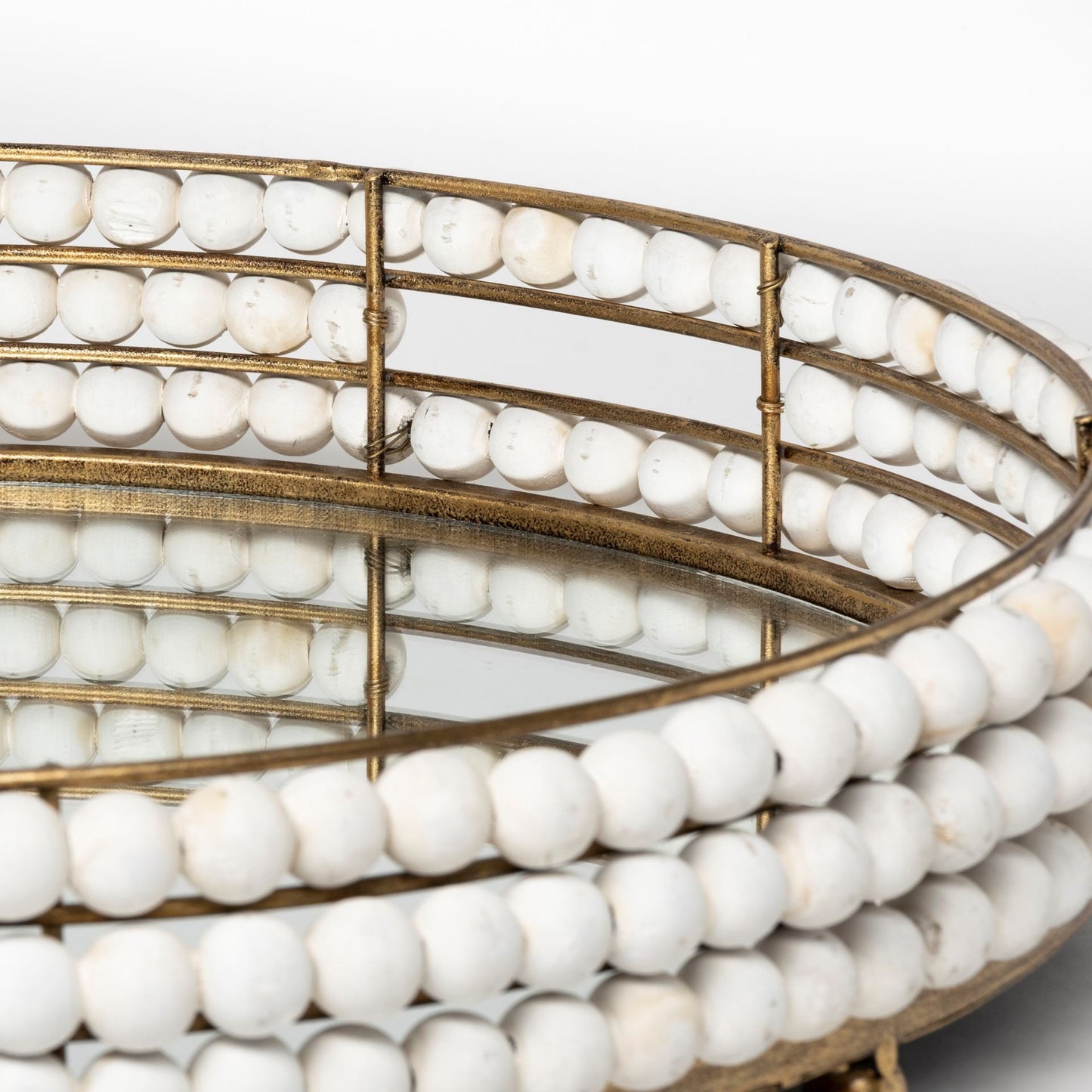 Destin Beaded Tray - White