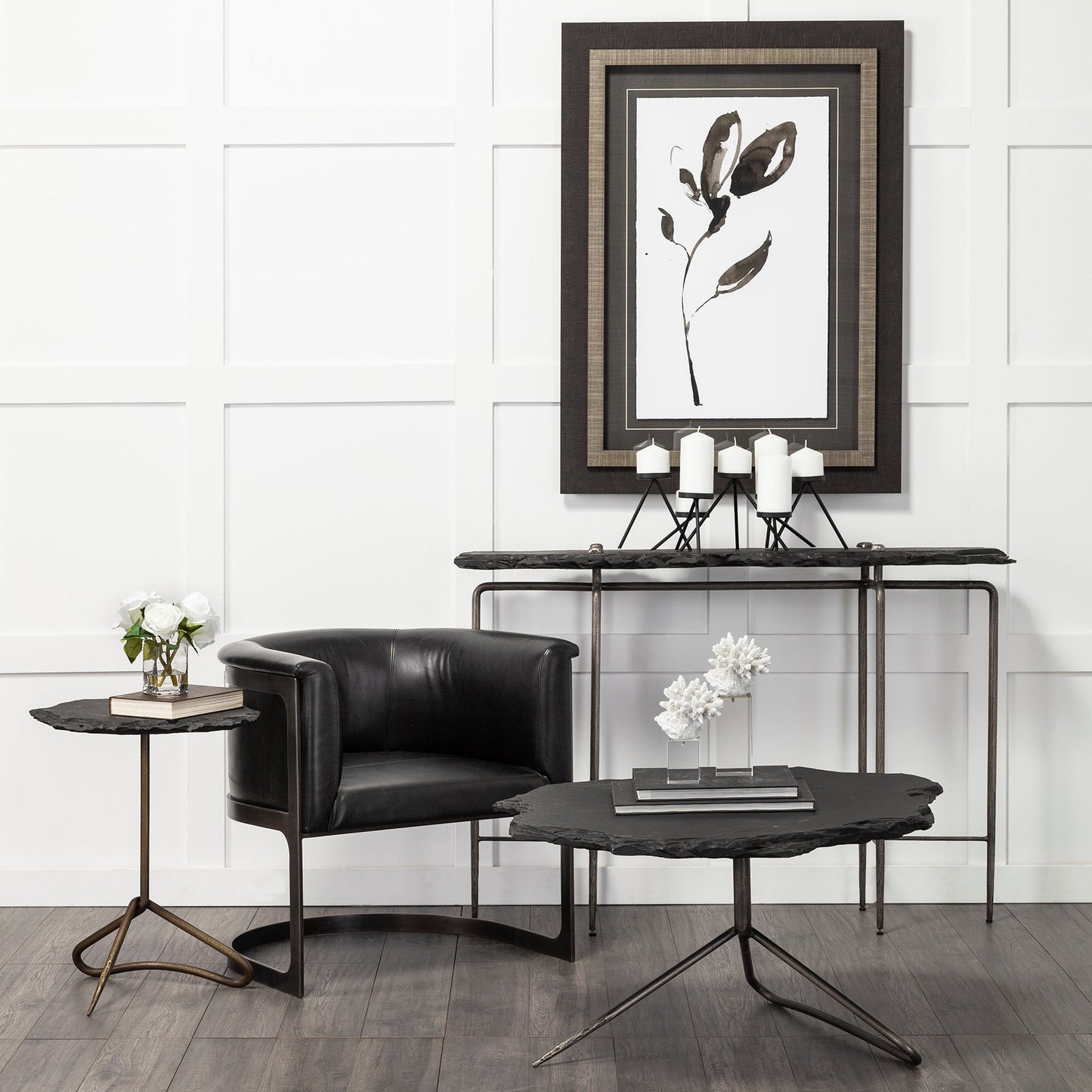 Dolce Slate Six Leg Console Table