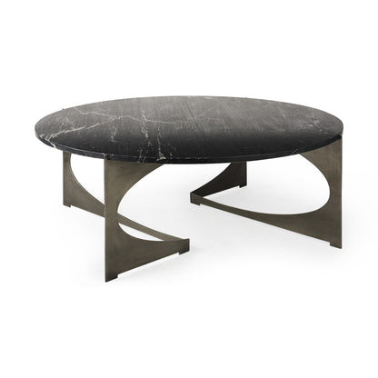 Blitz Marble And Iron Round Coffee Table - Black