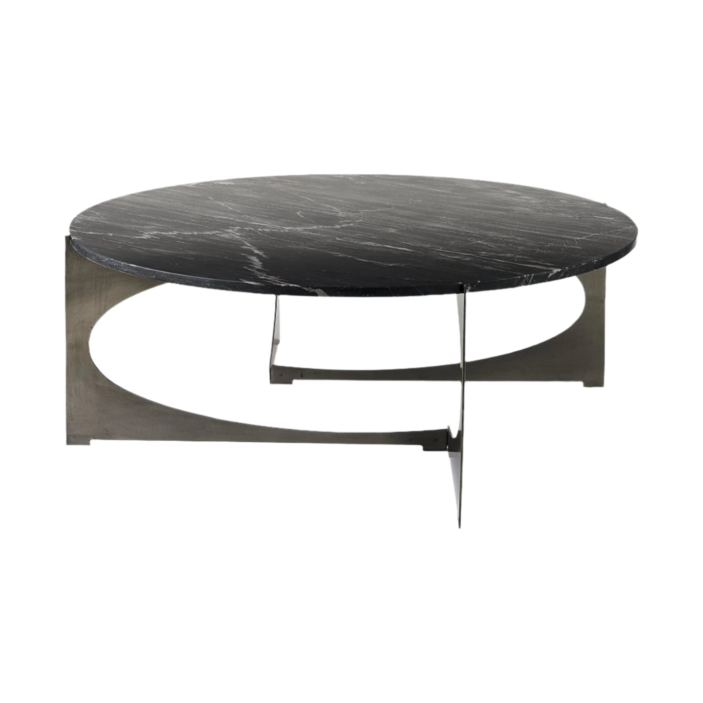 Blitz Marble And Iron Round Coffee Table - Black