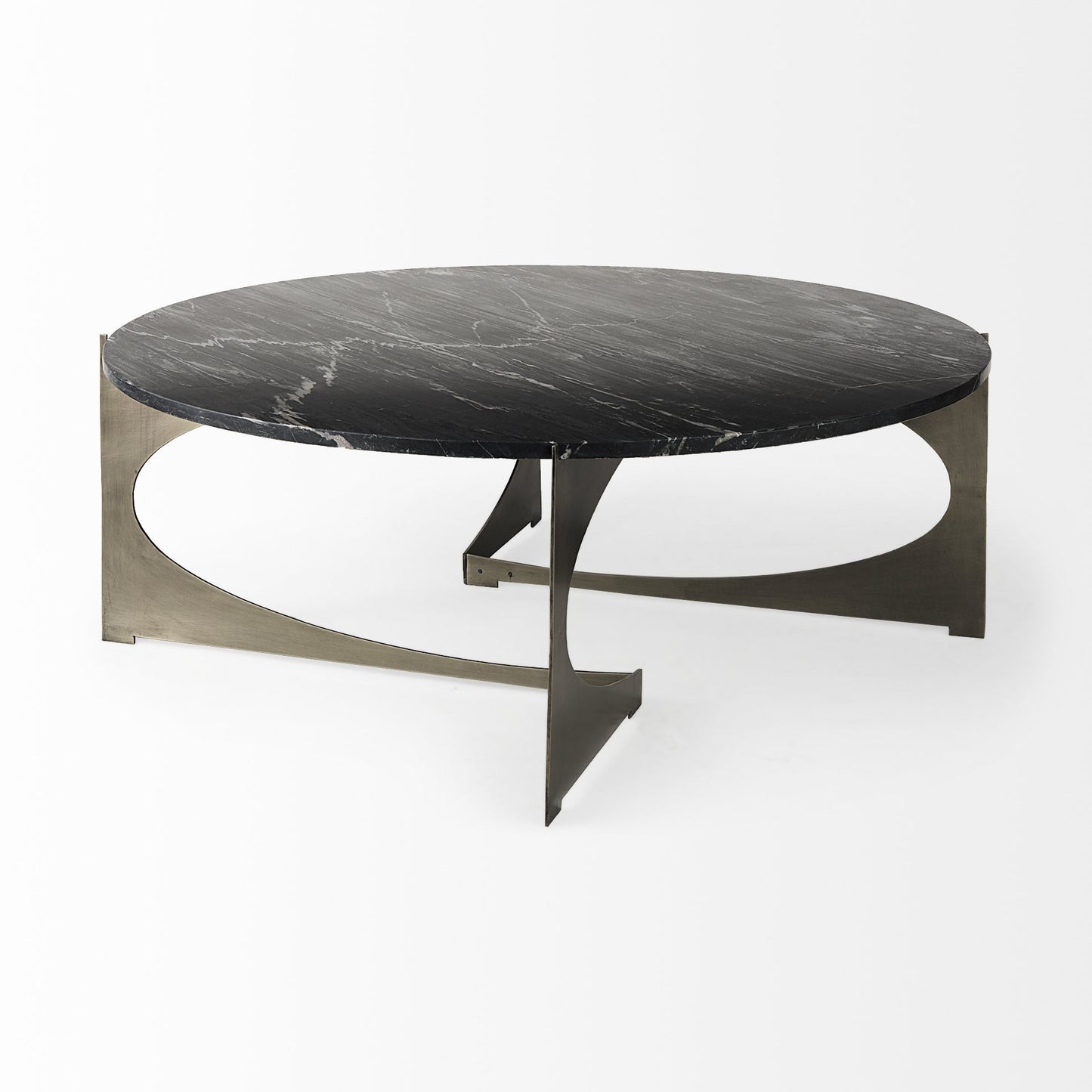 Blitz Marble And Iron Round Coffee Table - Black