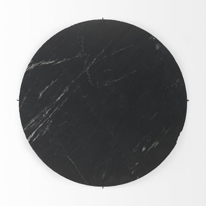 Blitz Marble And Iron Round Coffee Table - Black