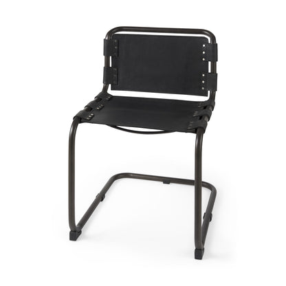 Thorne Leather & Metal Dining Chair - Black