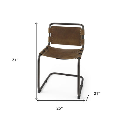 Thorne Leather & Metal Dining Chair - Brown