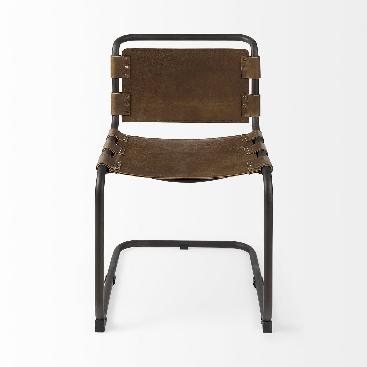 Thorne Leather & Metal Dining Chair - Brown