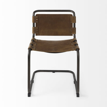 Thorne Leather & Metal Dining Chair - Brown