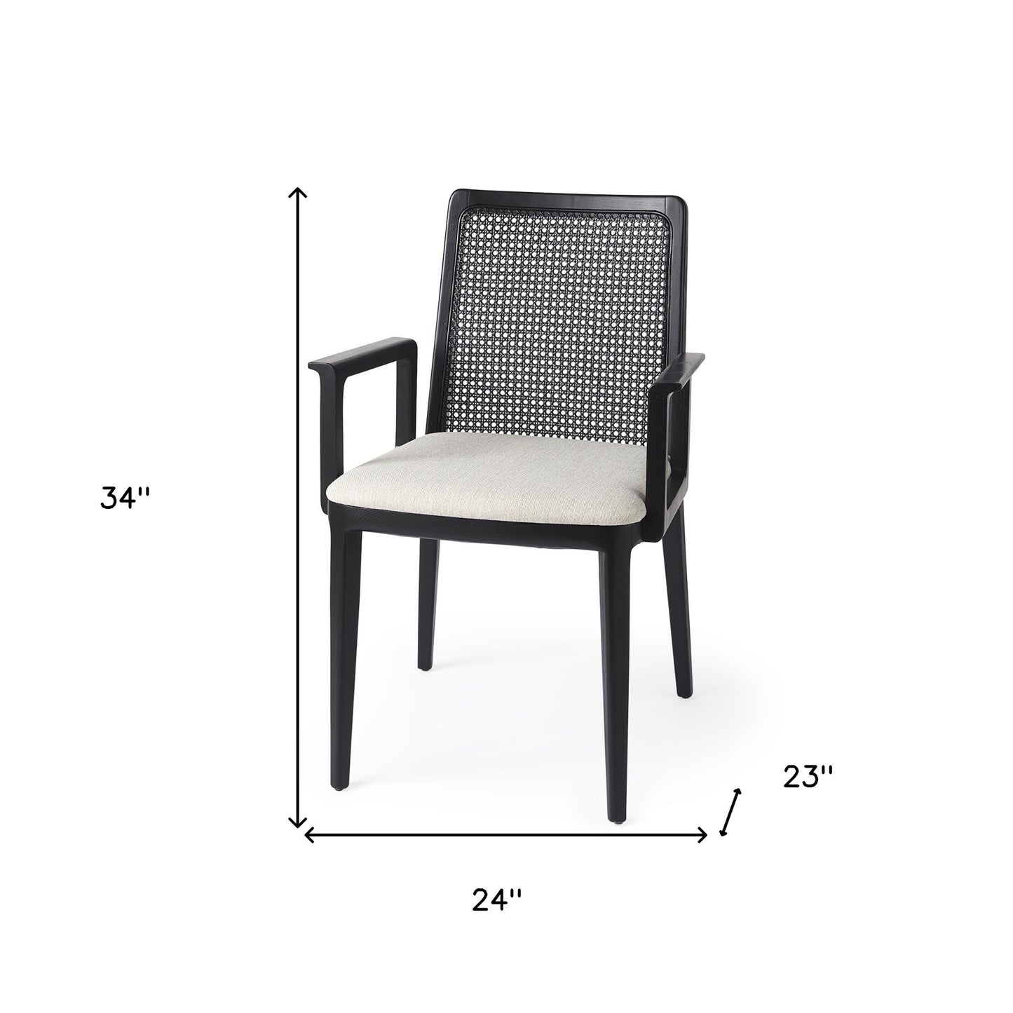 Liora Cane Dining Arm Chair - Black