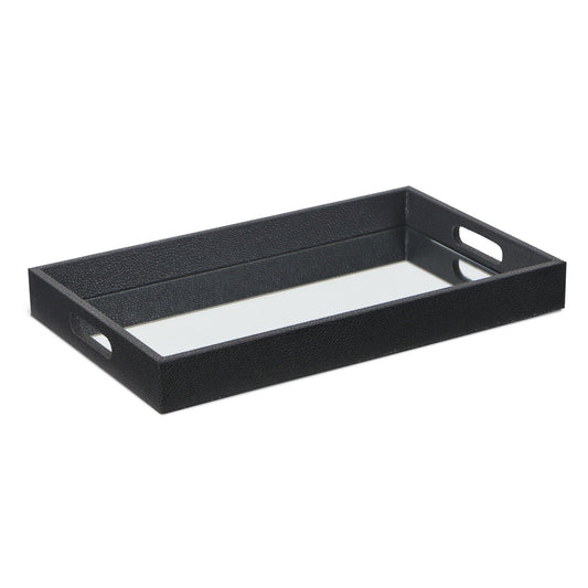 Shagreen Mirror Tray - Black