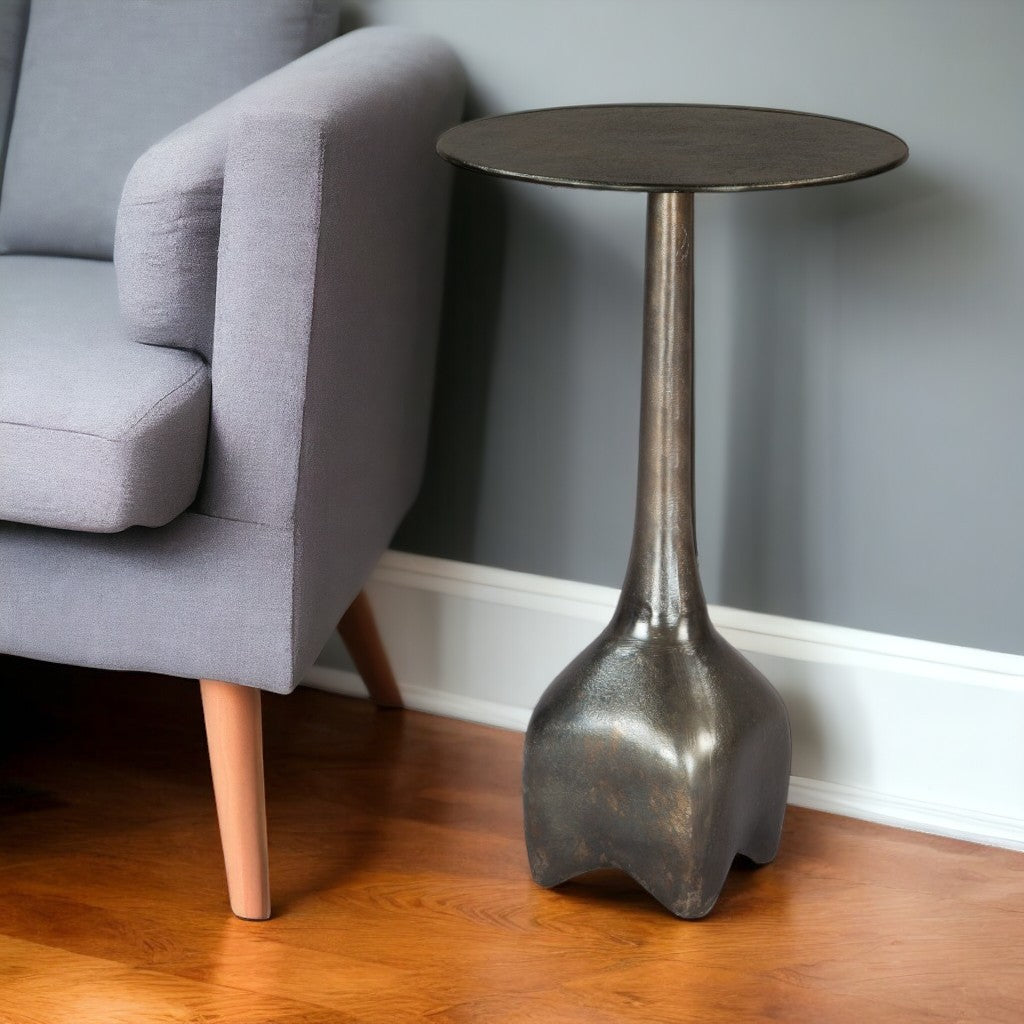 Luxia Pedestal End Table - Charcoal