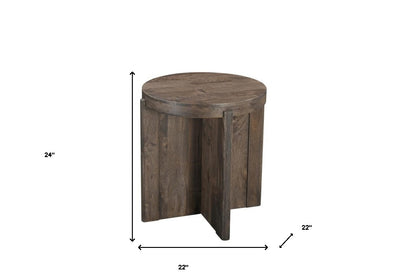 Sable Solid Wood Round Cross Leg End Table