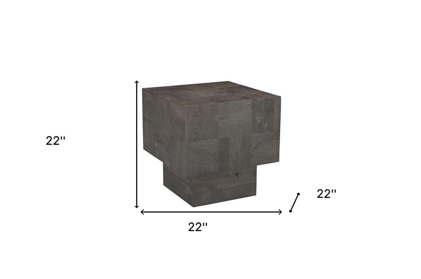 Drift Solid Wood Square Block End Table