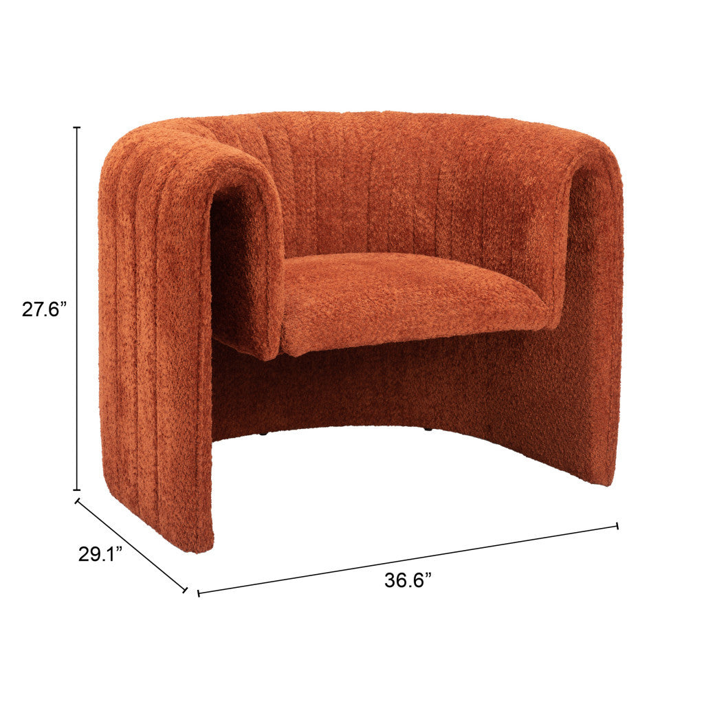 Bailey Burnt Orange Tufted Arm Chair