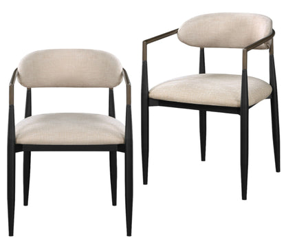 Isola Upholstered Dining Arm Chairs - Set of Two