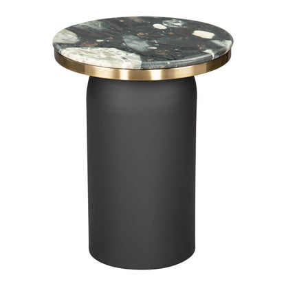 Calix Marble And Steel Round Pedestal End Table