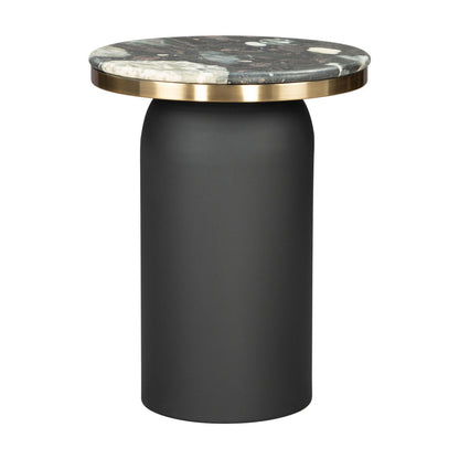 Calix Marble And Steel Round Pedestal End Table