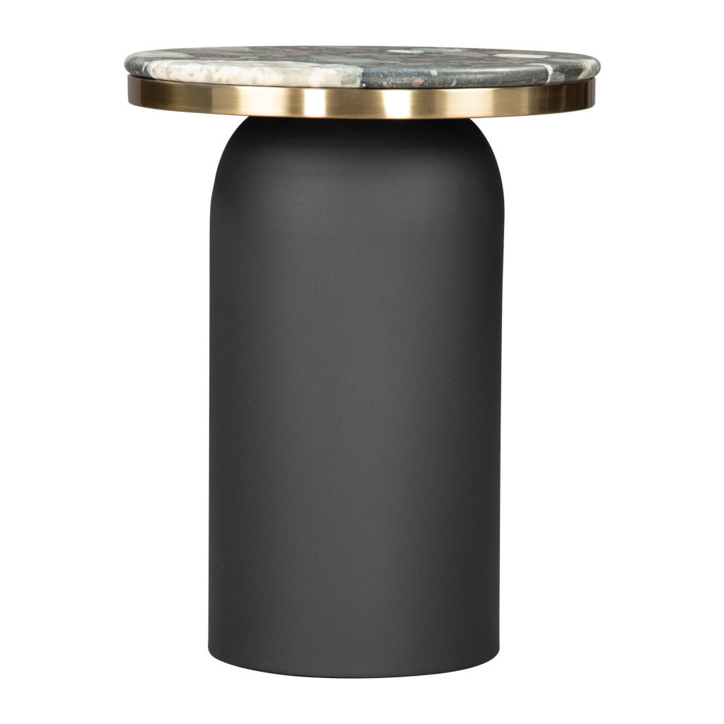 Calix Marble And Steel Round Pedestal End Table