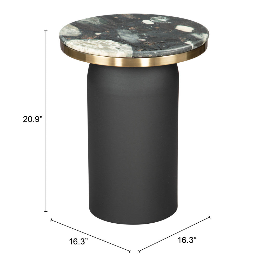 Calix Marble And Steel Round Pedestal End Table