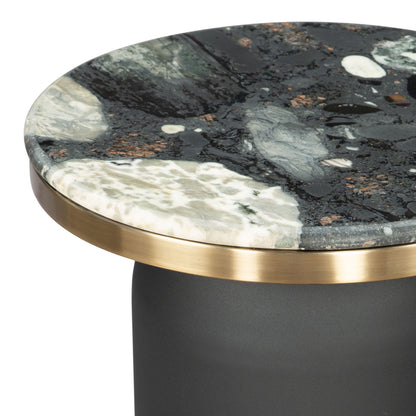 Calix Marble And Steel Round Pedestal End Table