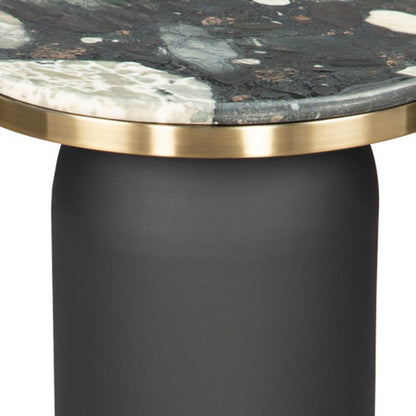 Calix Marble And Steel Round Pedestal End Table