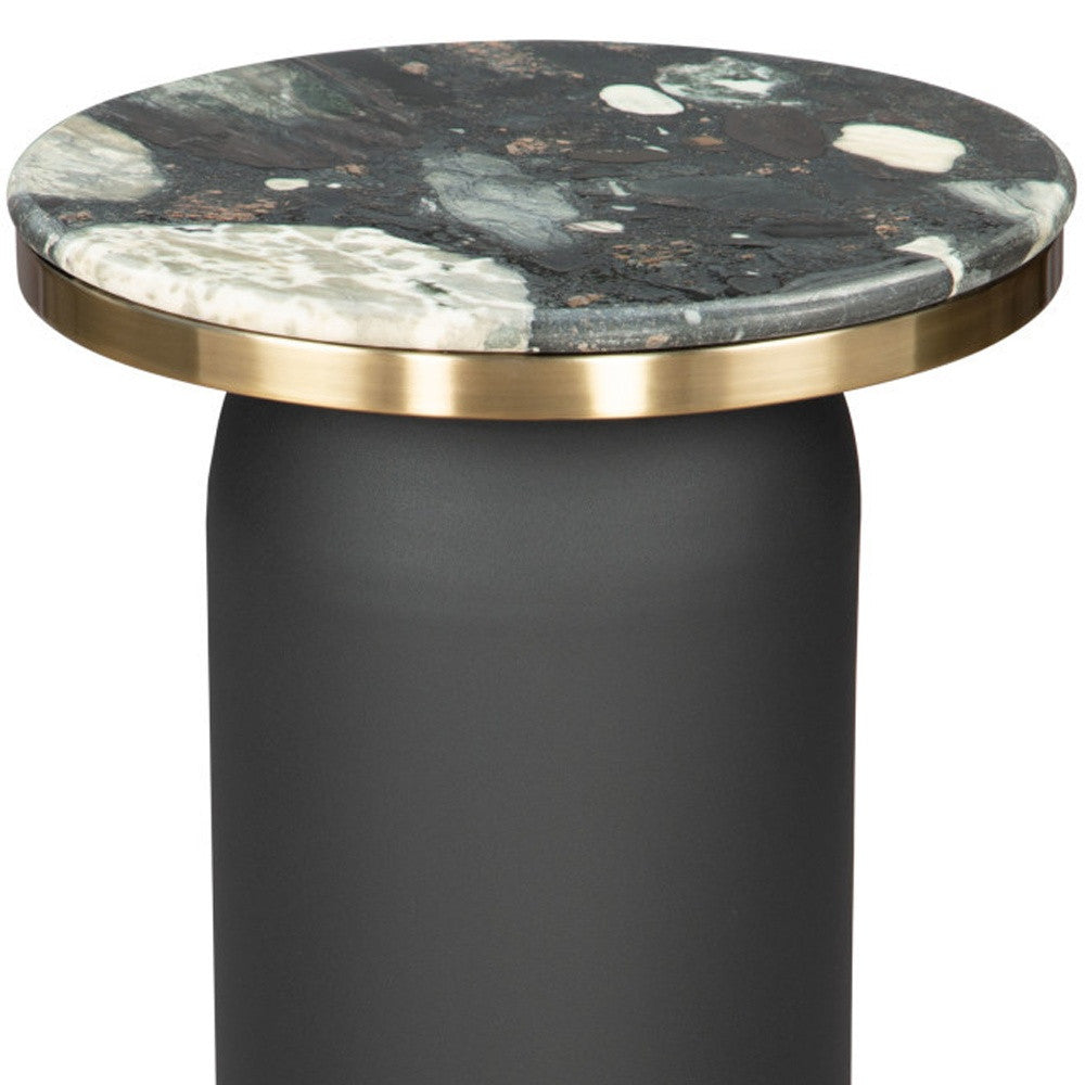 Calix Marble And Steel Round Pedestal End Table