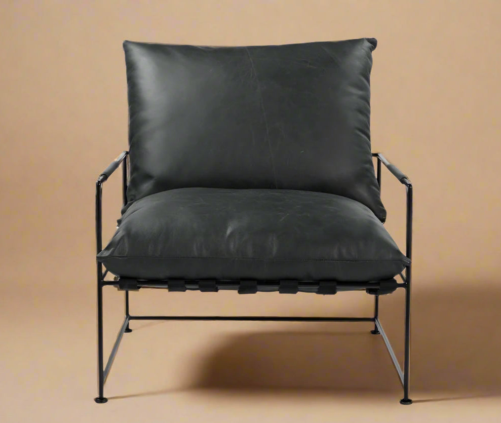 Genuine Leather Distressed Arm Chair